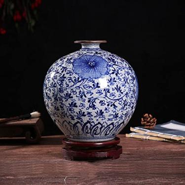 Imagem de Vasos de porcelana azul e branco, vaso de cerâmica pintado à mão sob o vidrado cor antigo esmalte azul e branco vaso de porcelana sala de estar ornamentos chineses rústico decoração de casa vaso de