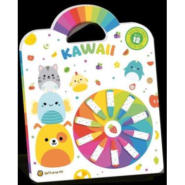 Imagem de Cata-Vento Colorido - Kawaii - Livro Para Pintar C/ 12 Giz De Cera - G