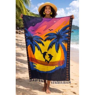 Imagem de Canga de Praia Estampada Tropical Leve e Colorida Cor:PretoTamanho:Uni