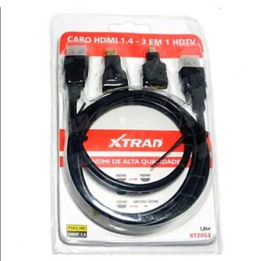 Imagem de Cabo Hdmi 1,8M 4 Em 1 HDTV Mini HDMI Micro HDMI Xtrad XT2063