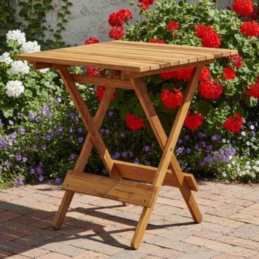 Imagem de Mesa Dobrável 70x70cm em Madeira Nobre Maciça - Marcenaria Real