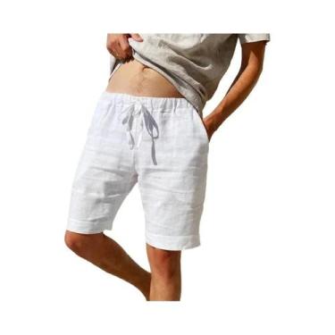 Imagem de Bermudas Masculinas De Verão Em Algodão E Linho, Respiráveis, De Cor S