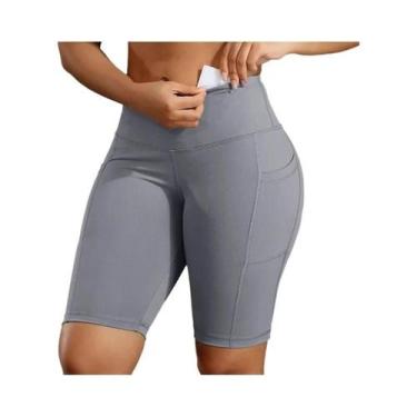 Imagem de Shorts Femininos De Treino Com Efeito Levanta Bumbum, Cor Sólida, 3 Bo