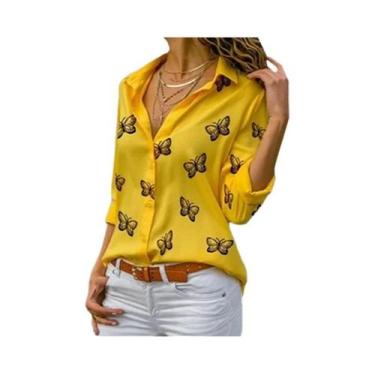 Imagem de Blusa Feminina Oversized Com Estampa De Borboleta, Casual, Manga Longa