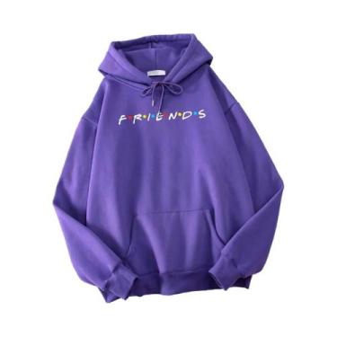 Imagem de Moletom Masculino Oversize Coreano De Lã Com Capuz Estampado Friends G