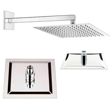 Imagem de Chuveiro Slim Quadrado Inox Kit 43 Uni Banheiro Ducha Banho Box