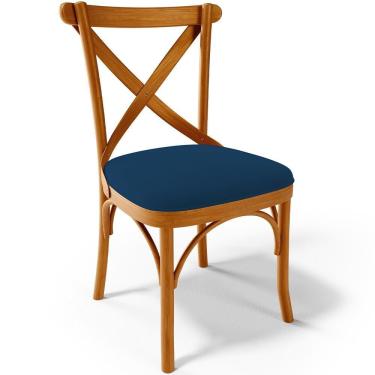 Imagem de Cadeira Para Sala De Jantar E Estar Living Estofada ávila L02 Suede Azul Marinho - Lyam