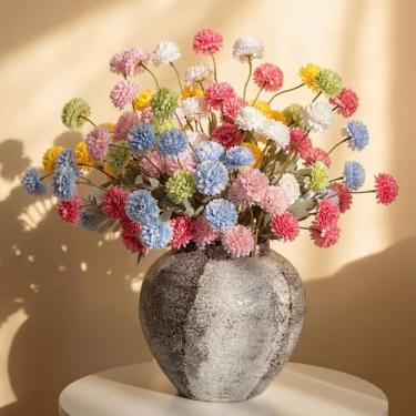Imagem de XunYee 24 buquê de flores artificiais de crisântemo para vasos, 6 cores, pompom kiku falso, mães com hastes, arranjos faça você mesmo, buquê para primavera, casamento, casa, mesa, centro de mesa
