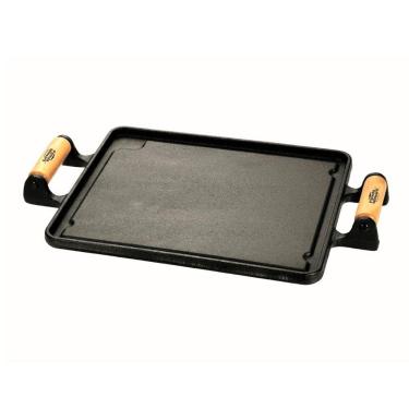 Imagem de Chapa Lisa Quadrada Ferro Alça Madeira Panelamineira 30x30cm