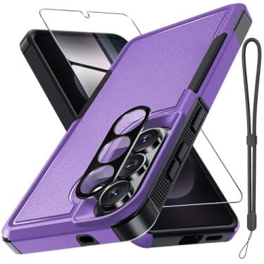 Imagem de RMOCR Capa para celular Samsung Galaxy A57 5G com protetor de tela + capa de lente de câmera, capa de telefone resistente à prova de choque de grau militar com alça de cordão de pulso para Sam A57