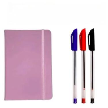 Imagem de Kit Caderno A5 Capa Dura Espiral para Anotações com 3 Canetas Caderneta Caderno Sem Pauta Caderno de Anotações Cadernos Caderno Anotações Alternativa Fichario A5 Uso Diário (ROSA,KIT COM PAUTA)