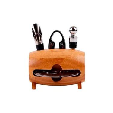 Imagem de Kit Para Vinhos 4 Peças Saca-Rolhas Bico Dosador Tampa e Corta Lacre S