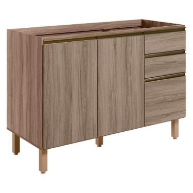 Imagem de Balcao Para Pia 2p 3g 120cm Mdf Kali 16417 Carvalho Nicioli - Nicioli 