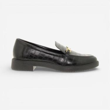 Imagem de Sapato Loafer Moleca Croco Preto, Preto, 37
