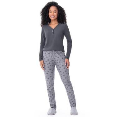 Imagem de Pijama Manga Longa Grafite com Estampa de Urso - Zee Rucci, P