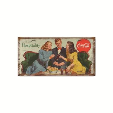 Imagem de Placa de pintura em ferro vintage de Coca-Cola para decoração de parede 30x15cm