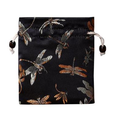 Imagem de Saco de presente Dragonfly Brocade com forro de veludo 13 x 15 cm - Yi