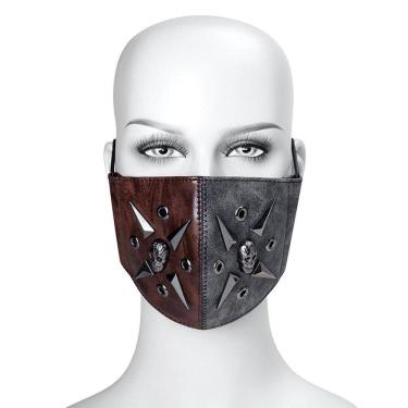 Imagem de Máscara facial para festa de Halloween em couro PU punk com filtros