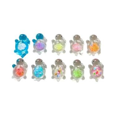 Imagem de Figurinhas De Tartaruga De Resina Coloridas Que Brilham No Escuro, 10 