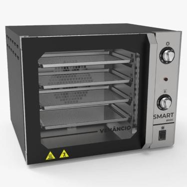 Imagem de Forno Convector Venâncio Smart Basic 4 Esteiras Com Corpo Preto E Painel Inox 127v Fcsb4eprin