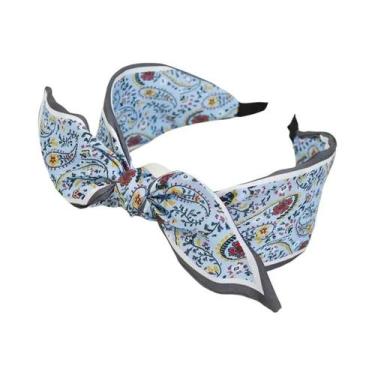 Imagem de Tiara Floral Feminina Com Laço E Orelhas De Coelho, Acessório De Cabel