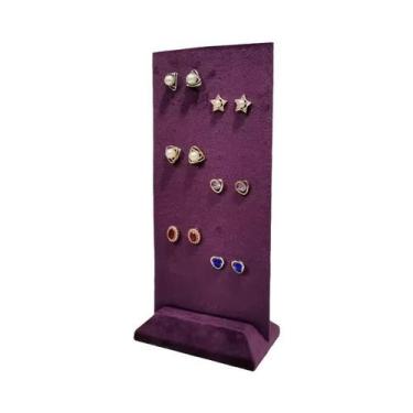 Imagem de Bandeja Expositora De Joias Em Veludo Roxo Para Anéis, Brincos, Colare