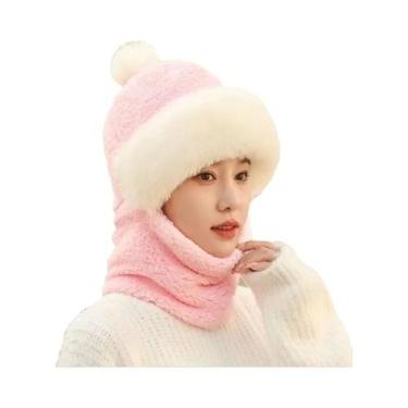Imagem de Balaclava Térmica Feminina De Inverno Com Forro De Lã E Gorro (2 Peças