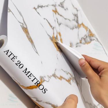 Imagem de 20 Metros Papel de Parede Adesivo 3D Mármore Dourado Exclusivo Pra Qua