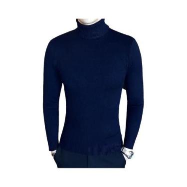 Imagem de Suéter Masculino Slim Fit De Gola Alta, Pulôver De Malha Quente Para O