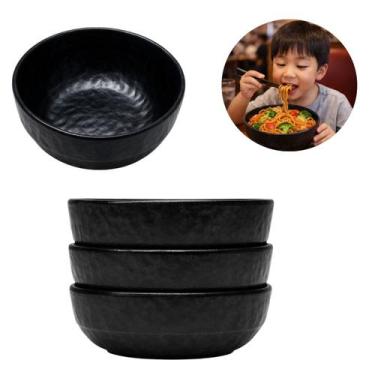 Imagem de 3 Tigelas Bowl Melamina Preto Restaurante Oriental 300ml - Equipe Y