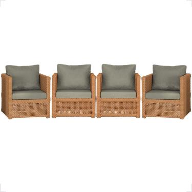 Imagem de Kit 4 Poltronas Madri Alumínio Corda Náutica Estofado Terracota Trama Original