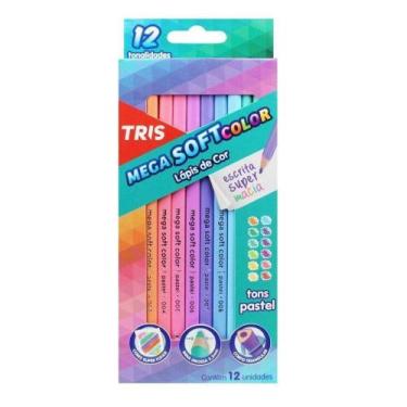 Imagem de Lápis de Cor Tris Mega Soft Color 12 Cores Pastéis
