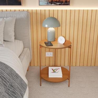 Imagem de Mesa De Apoio Lateral Duda Nature Com Pés De Ferro Bronze - OFERTAMO M