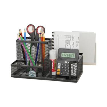 Imagem de Organizador De Mesa Em Malha Preto De 3 Camadas Com Porta-Lápis E Cest