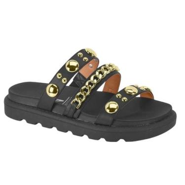 Imagem de Papete Tratorada Feminina Vizzano Correntes Conforto 6510102 Cor:Preto