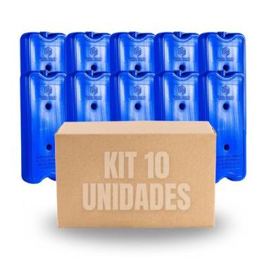 Imagem de Kit 10 Gelo Reutilizável Artificial 1 Litro Cooler Bebidas Azul - ItaF