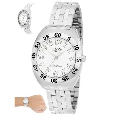 Imagem de Relógio Cosmos Feminino Ref: Oa38014q Casual Aço Prateado