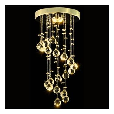 Imagem de Pendente Dourado Para sala Cristal Legítimo Vai montado Led Brinde - J