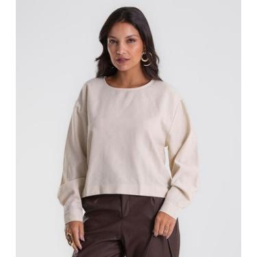 Imagem de Blusa Feminina Manga Longa Listrada Endless Bege, G, Bege