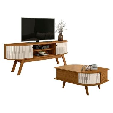 Imagem de Rack Bancada Valência com Mesa de Centro Indianápolis Naturale Off White – Madetec