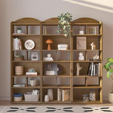 Imagem de Kit 3 Estantes para Livros com 10 Nichos Arco Cinamomo