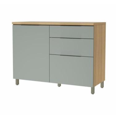 Imagem de Balcão 1 Porta 3 Gavetas 120cm 100% Mdf Marquesa Nature/verde - NESHER