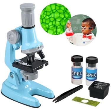 Imagem de Microscópio Infantil Óptico Brinquedo Educativo Azul Castela - CASTELA