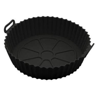 Imagem de Forma Redonda Lyor de Silicone para Air Fryer Preta