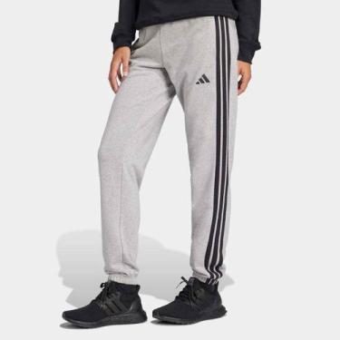 Imagem de Calça Adidas French Terry 3 Stripes Feminino, Cinza, M