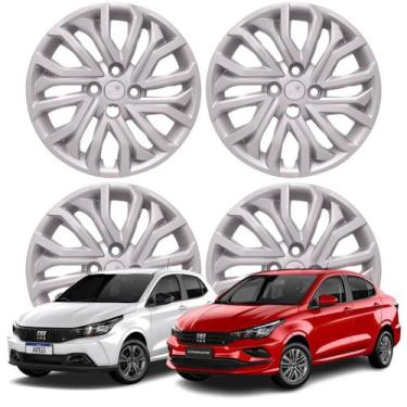 Imagem de Jogo Calota Aro 14 Fiat Argo Cronos 2022 Cubo Baixo Prata 295CB-PTA-U 