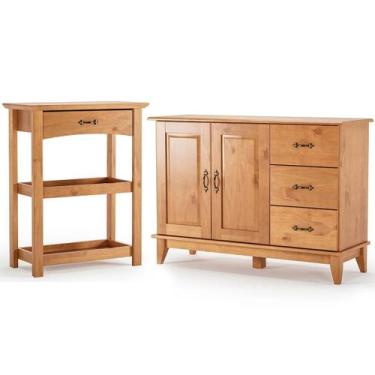 Imagem de Kit Balcão Buffet e Aparador para Sala 100% Madeira Bella Carvalho - M