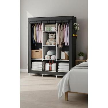 Imagem de Guarda Roupa Dobrável 8 Divisórias 104cm Preto Max Ordem - Congratulat