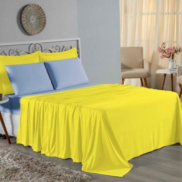 Imagem de Jogo de Cama Casal Nobre 4 Peças Lençol com Elástico de 30cm de Altura