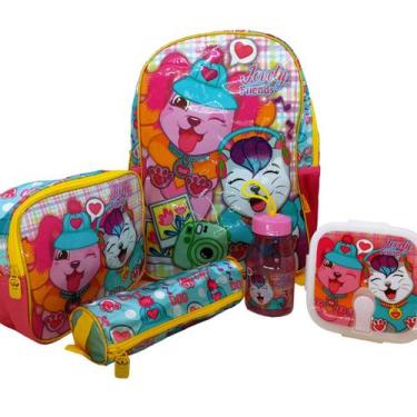 Imagem de Kit Mochila Escolar Jovely Friends Winth Kids Com Estojo Squeeze Lanch
